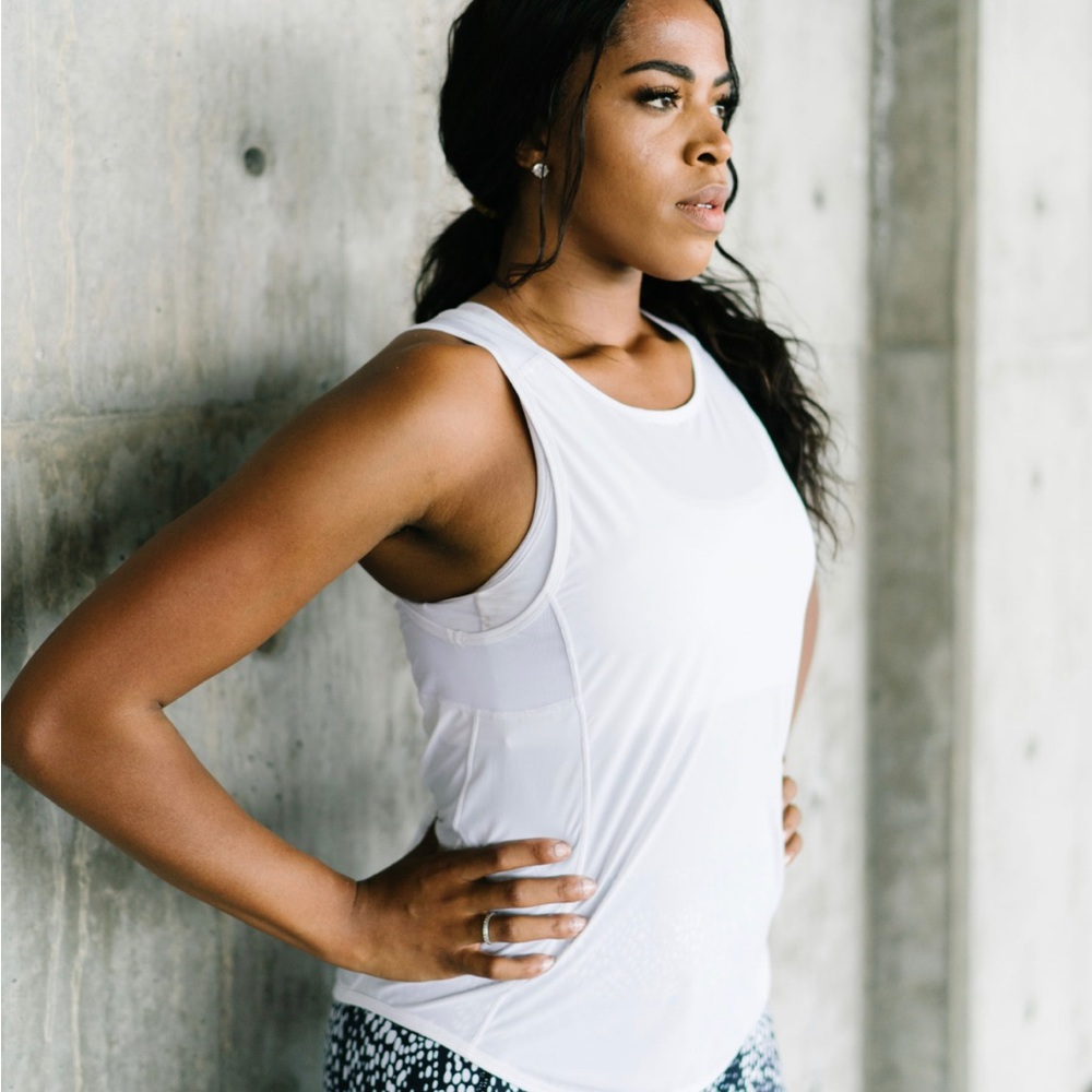 Zyia White Panel Mesh Tank